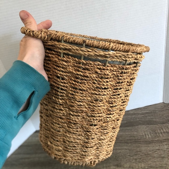 Woven Waste Paper Basket with Metal Liner - Picture 6 of 10